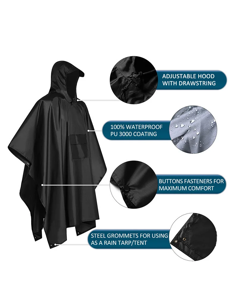 2026 Para Camping e Caminhadas - Camping Rain Poncho avaliação e preço