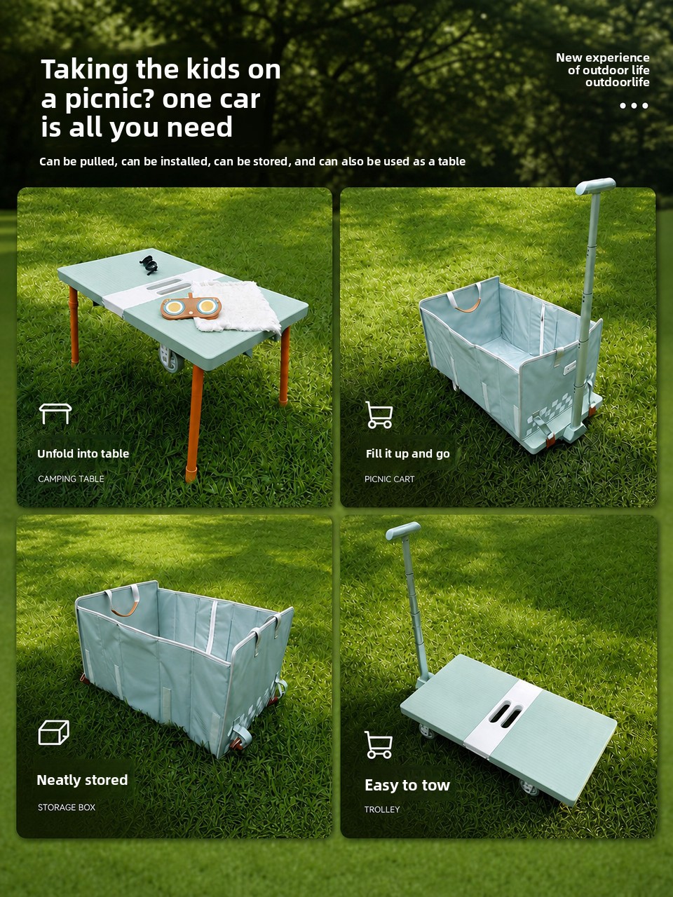 Carrinho de Mão Dobrável para  - Outdoor Camping Trolley avaliação e preço
